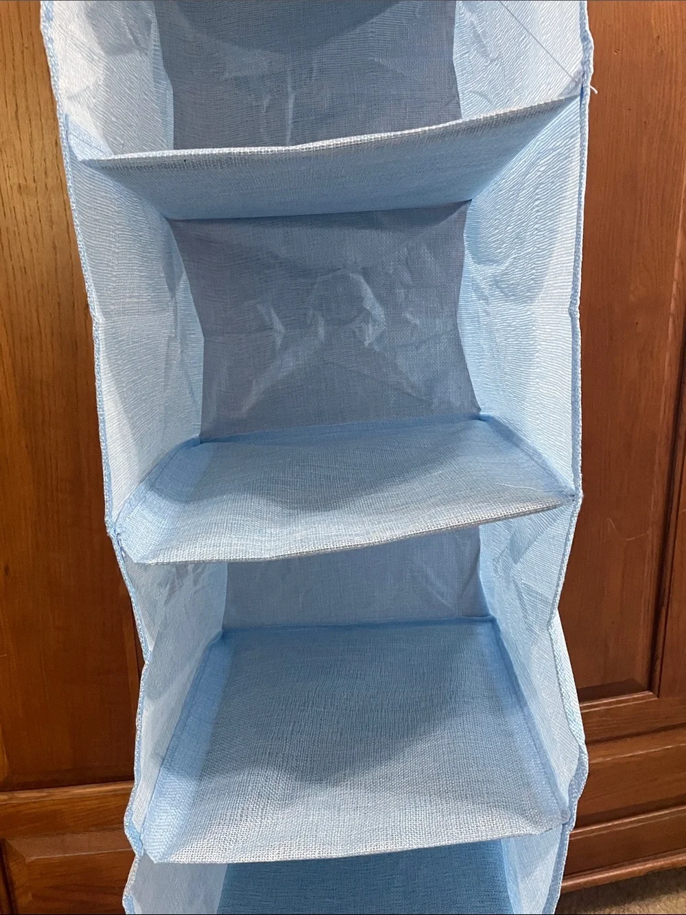 Light Blue Hanging Closet Organizer Shelves NWOT Lightweight 5 Storage cubbies